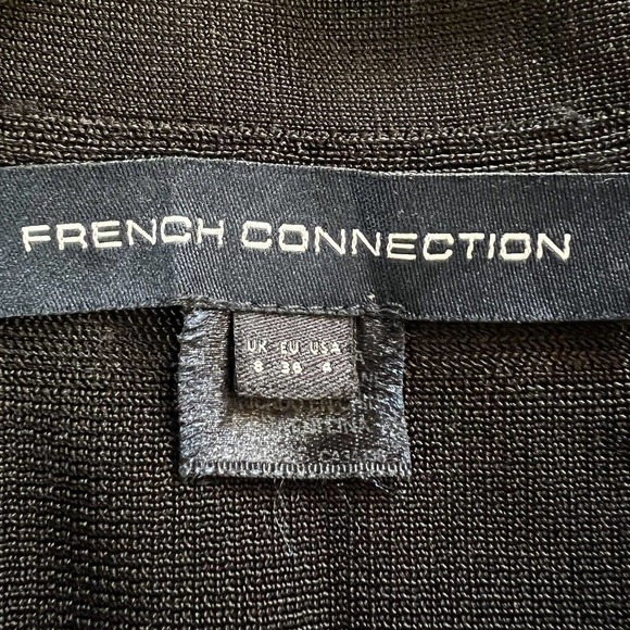 French Connection Black Knit Bandage Bodycon Dress Size 4 Cap Sleeve Y2K - Picture 7 of 12